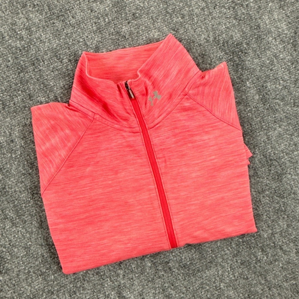 Under Armour Womens M Heather Pink HeatGear 1/2 Zip Fitted Running Pullover